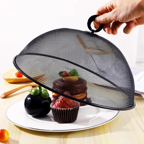 Vista 4 de Cubierta de malla para alimentos, de acero inoxidable, para mesa de comedor, tapa de alimentos, cubierta de platos, fundas reutilizables de malla
