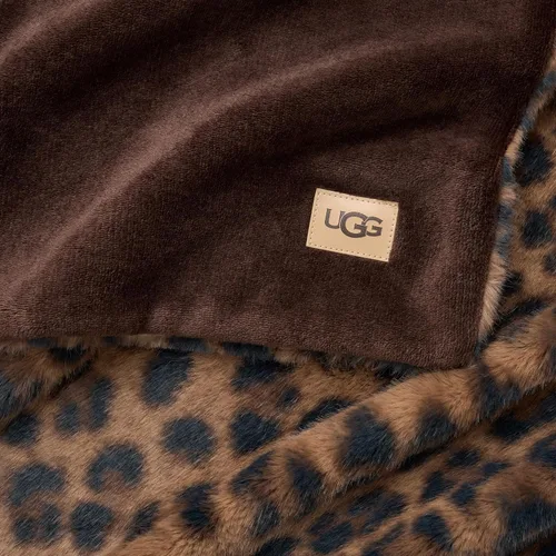 Vista 3 de UGG Everett - Manta para el hogar, 50 x 70 pulgadas, color negro (leopardo)
