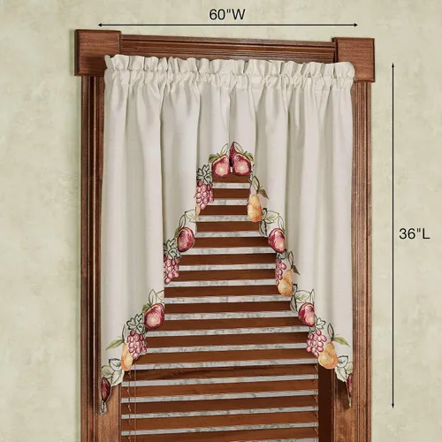 Vista 2 de Touch of Class Par de Cenefas de Ventana Bordadas Fructíferas de Avena Texturizada 60 x 36 pulgadas