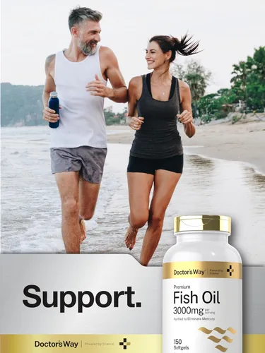 Vista 6 de Doctor's Way Aceite de pescado 3000 mg 150 cápsulas blandas Omega-3 con EPA y DHA Suplemento sin OMG, sin gluten