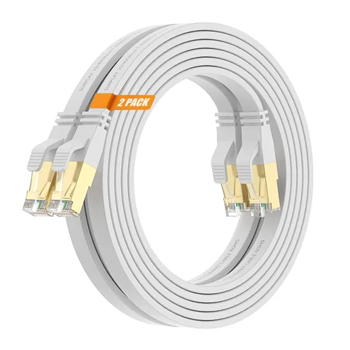 Vista 12 de Cable Ethernet Cat8 de 1.5 pies, 5 unidades, cable de conexión de red de Internet negro de 40 Gbps, RJ45 chapado en oro de alta velocidad doble