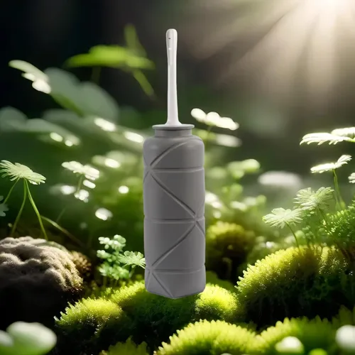 Vista 7 de Botella de ducha de silicona compacta plegable, kit de ducha de viaje reutilizable, capacidad de 24 onzas líquidas, gris