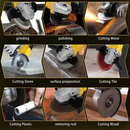 Vista 6 de Amoladora angular inalámbrica para batería Dewalt de 20 V máximo, amoladora sin escobillas de 10000 rpm, herramientas eléctricas con muelas y mango