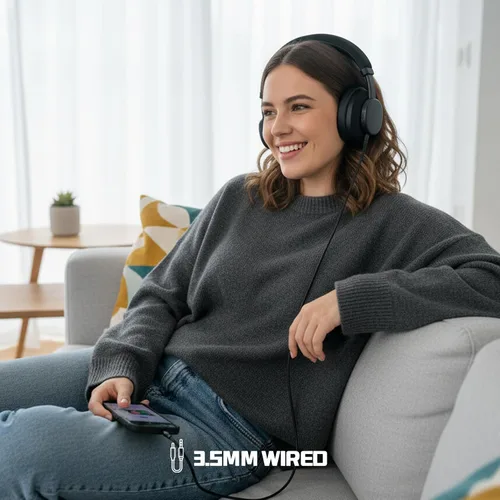 Vista 4 de Auriculares Bluetooth sobre la oreja, auriculares con cancelación de ruido, inalámbricos Bluetooth con micrófono, auriculares sobre la oreja