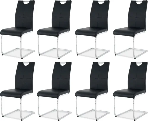Vista 21 de Juego de sillas de comedor modernas (2 unidades) de piel sintética PU con respaldo alto tapizadas con patas doradas de metal para cocina y comedor