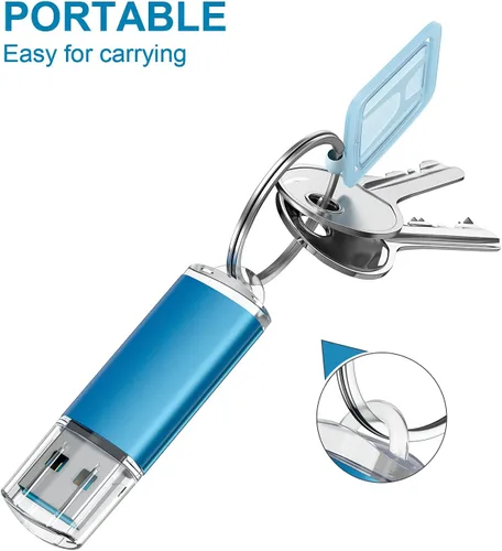 Vista 5 de TOPESEL Unidad flash USB 3.0 de 128 GB, memoria USB de alta velocidad para almacenamiento de datos (azul)