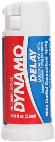 Vista 2 de Dynamo Delay - Spray de tamaño de viaje para hombres, fórmula de lidocaína al 13% para ayudarte a durar más tiempo en la cama, control compacto