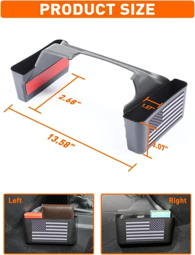 Vista 6 de Savadicar GT-2 - Caja de almacenamiento de palanca de cambios con microfibras, bandeja de palanca de cambios de bandera estadounidense, organizador