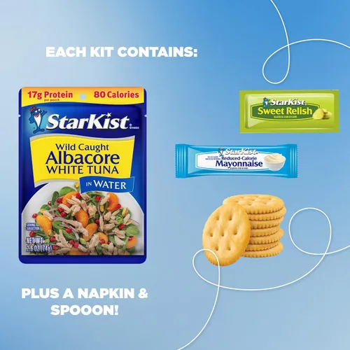 Vista 7 de StarKist Lunch-To-Go Albacore Mezcla tu propia ensalada de atún, kit de 4.5 onzas, 1 paquete 0.67 oz de proteína por porción, listo para comer