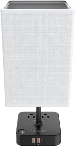 Vista 4 de Lámpara de mesa regulable cozoo USB para mesita de noche y escritorio con 2 puertos de carga USB (A+C) y 2 tomas de corriente, lámpara de mesita
