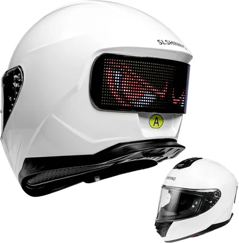 Vista 8 de Casco de Motocicleta - Casco Integral Aprobado por DOT (Control de Aplicación Inteligente), Casco de Motocicleta Compacto
