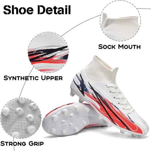 Vista 3 de ASOCO DREAM Soccer Shoes Men's Firm Ground Soccer Cleats Outdoor Indoor Athletic Football Shoes Professional Futsal Training Sneakers