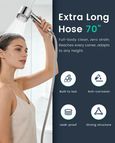 Vista 7 de Filtered Shower Head with Handheld with 4PCS Filters, High Pressure 4 Spray Modes Shower heads with Filter, IronDrops Water Softener Filter for Hard