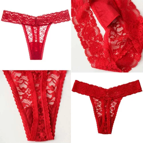 Vista 4 de ZBORH Ropa interior sexy de encaje para mujer de nailon hipster transparente paquete de 5