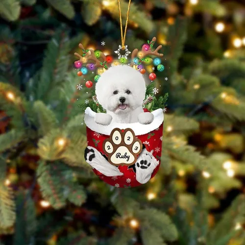 Vista 168 de Adornos personalizados de Pug cervatillo – Decoración personalizada para árbol de Navidad con patas de bolsillo de nieve