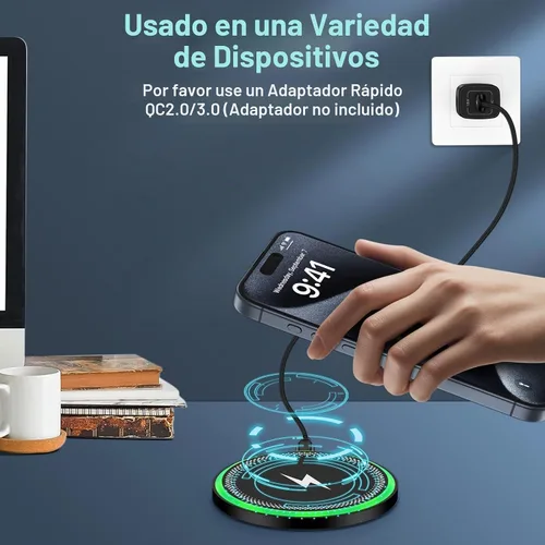 Vista 7 de Cargador inalámbrico Samsung S25 para Android con carga rápida para Samsung Galaxy S25 Ultra/S24 Plus/FE/S23/S22/S21, paquete de 2 estaciones