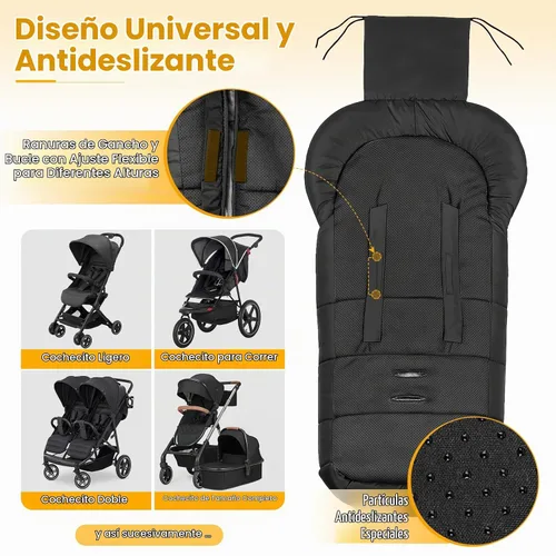 Vista 5 de Orzbow - Saco de dormir cálido universal para cochecito, saco para clima frío, piecera impermeable para niños pequeños (negro, grande) Ultra-Plush