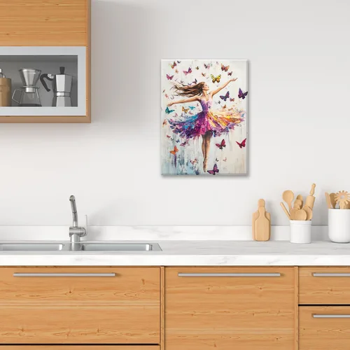 Vista 5 de Olivine Arte de Pared de Bailarina, Imágenes de Ballet de Mariposa Decoración de Pared, Impresiones Coloridas en Lienzo de Bailarina, Pintura