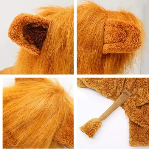 Vista 3 de Rypet Disfraz de león para perro, ropa para mascotas para fiesta de Halloween, simulación, trajes de mascotas de león para cosplay, ropa