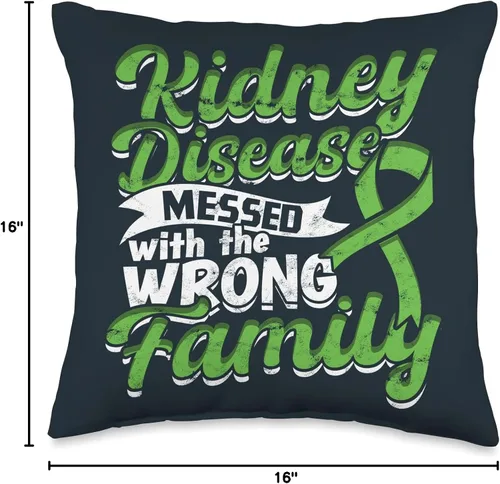 Vista 4 de Kidney Transplant Gifts for Women and Men Warrior Transplant Survivor - Almohada de concientización sobre enfermedad renal, 16 x 16 pulgadas