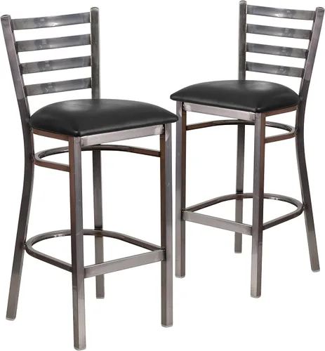Vista 12 de Flash Furniture HERCULES Series - Taburete de bar de metal con revestimiento transparente para restaurante, asiento de madera de cerezo Asiento