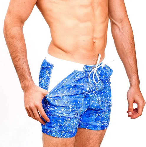 Vista 3 de Taddlee Traje de baño para hombre, traje de baño tipo bóxer, Azul oscuro