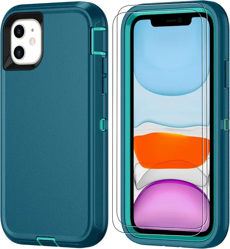 Vista 16 de Jshru para iPhone XR Funda con [2 Pack] Protector de Pantalla HD, [Grado Militar] 3-en-1 Resistente Protector de Cuerpo Completo a Prueba de Negro