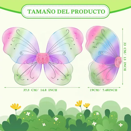Vista 2 de Chivao Fairy Wings Butterfly Girl Halloween Costume