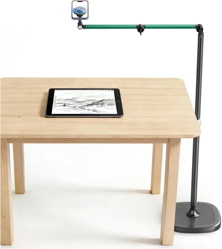 Vista 8 de Soporte de teléfono superior con luz, soporte para teléfono celular para grabación de video, inclinación giratoria de 360 grados, trípode