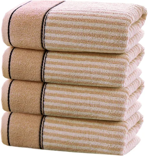 Vista 13 de Pidada Juego de 2 toallas de mano 100% algodón con patrón de rayas absorbentes suaves toallas decorativas para baño (marrón)