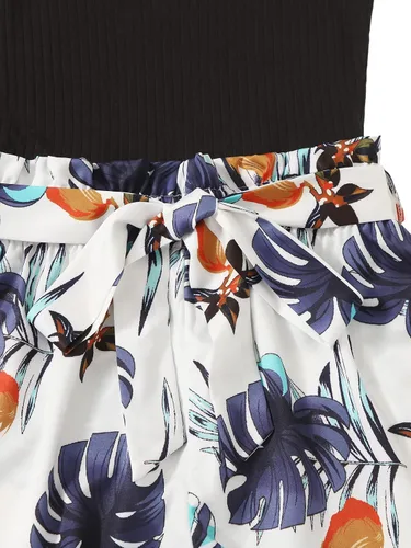 Vista 4 de SOLY HUX - Enterizo corto de verano a rayas sin mangas, rómper con cinturón para mujer