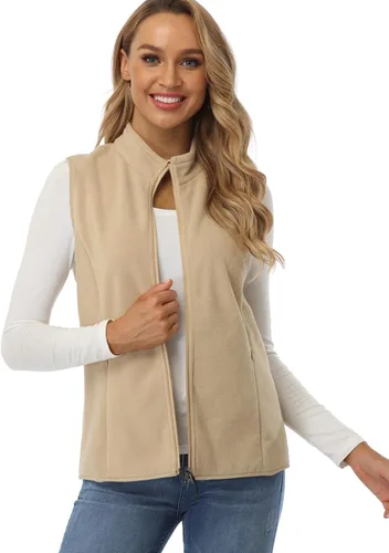 Vista 7 de Fuinloth Chaleco de vellón para mujer, suave, polar, sin mangas, ajuste clásico, con cremallera en los bolsillos