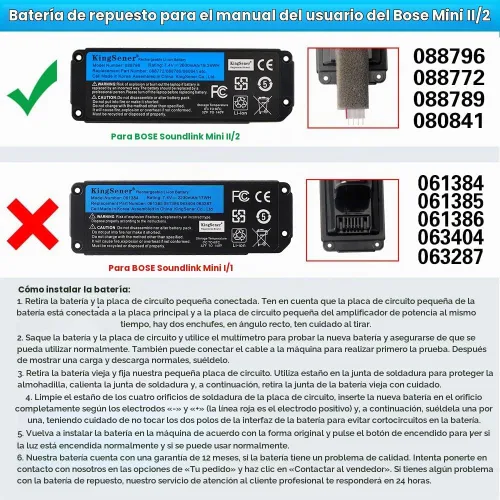 Vista 3 de 088796 Batería para Bose Soundlink Mini 2 sin placa PCB