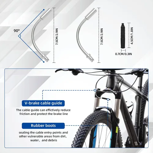 Vista 6 de Kit universal de carcasa de cable de freno y desviador de cambio, línea de transmisión de bicicleta estándar con tapas de extremo de cable