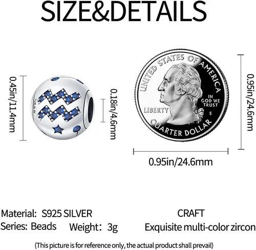 Vista 6 de Pandach 12 dijes de cumpleaños con signo del zodiaco de plata de ley 925 con piedra natal para mujer, pulsera, collar, pulsera, regalo para mujeres