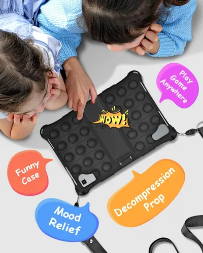 Vista 6 de DETUOSI Funda de silicona para tablet VASTKING KingPad K10 Pro, con lápiz stylus y correa para el hombro, funda protectora suave multiángulo
