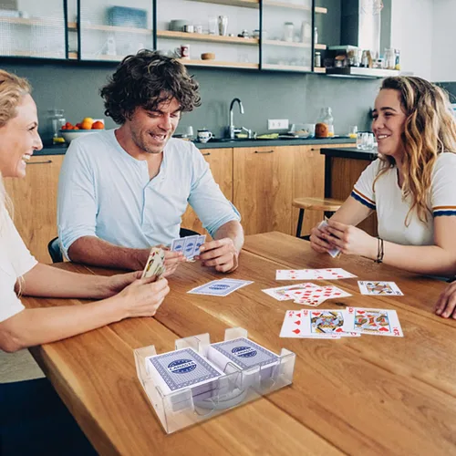Vista 7 de GSE Games & Sports Expert Bandeja Giratoria para Cartas Canasta de 2 Mazos, Portacartas Giratorio de Doble Mazo 360°, Soportes Giratorios de Cartas