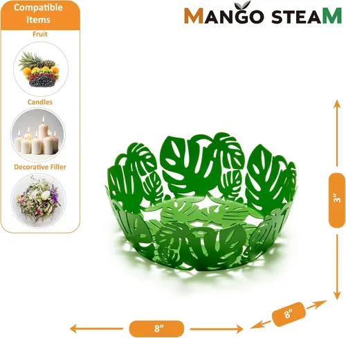 Vista 4 de Mango Steam Cesta decorativa de frutas, verduras y dulces (hoja, verde)
