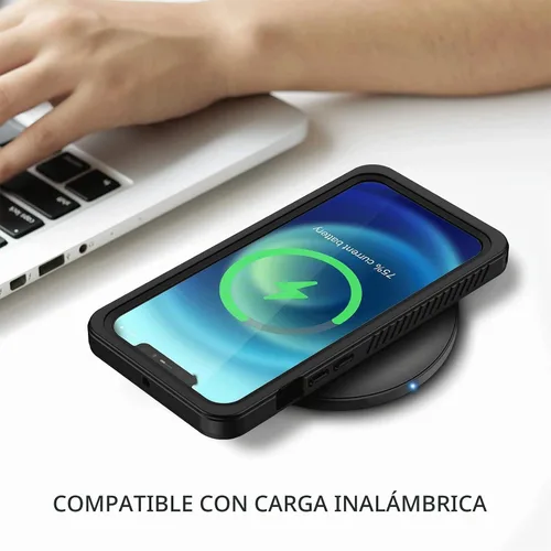 Vista 7 de Lanhiem Funda para iPhone 12 Pro, funda impermeable IP68 a prueba de polvo con protector de pantalla integrado (no para iPhone 12), funda protectora