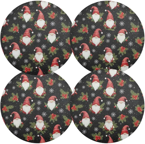 Vista 2 de Whimsical - Manteles individuales de mesa de comedor de Navidad, resistentes al calor, antideslizantes, redondos para cocina, talla 6 pulgadas