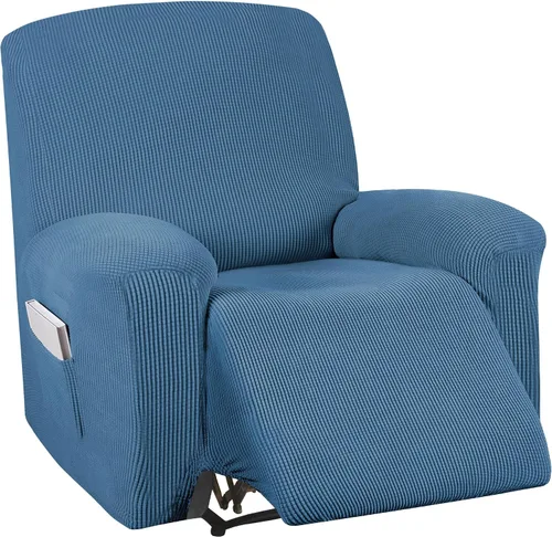 Vista 65 de Turquoize Funda elástica para silla reclinable, funda para sofá reclinable, funda de sofá de 1 pieza con bolsillo lateral, funda protectora