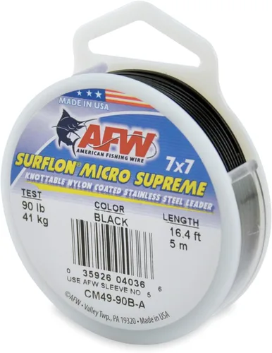 Vista 18 de American Fishing Wire Surflon Micro Supreme Nylon recubierto 7x7 de acero inoxidable, líder en alambres anudables para pesca en agua salada, pesca