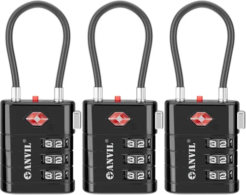 Vista 26 de ANVIL Candados para Equipaje Aprobados por TSA – Candados de Viaje de Combinación TSA008 de Alta Seguridad con Indicador de Inspección para Maletas