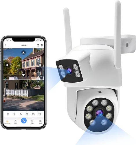 Vista 11 de Cámara de seguridad inalámbrica de 4 lentes al aire libre, imagen HD 2K PTZ 360° de vigilancia, visión nocturna a color, conexión WiFi, detección