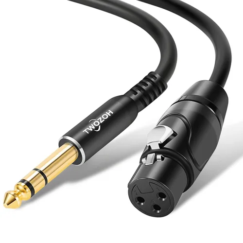 Vista 9 de Twozoh Cable XLR Hembra a TRS de 1/4 Pulgada (6.35mm), Cable de Micrófono XLR a Jack de Cuarto de Pulgada Equilibrado 1 Pie (Profesional/HiFi)