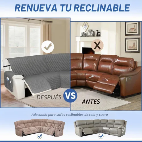 Vista 6 de Arfntevss - Fundas de sofá seccional reclinable 100% impermeables en forma de L, funda de sofá para sofá seccional reclinable en forma de L, juego