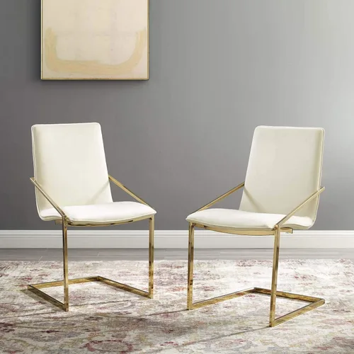 Vista 10 de Modway Pitch Performance - Sillón de terciopelo, 2 piezas, sillas de comedor, color dorado y negro