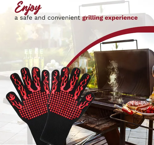 Vista 2 de Gadgetime USA Guantes resistentes al calor – Guantes de silicona para parrilla, horno, cocina, barbacoa, hornear, cocinar – Lavable – Guantes