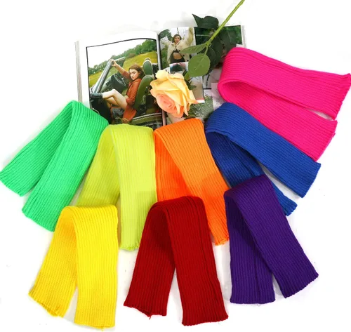 Vista 6 de ONUPGO Calentadores de piernas para mujeres, accesorios de fiesta de los años 80, calentadores de piernas acanalados de punto neón de los años 80