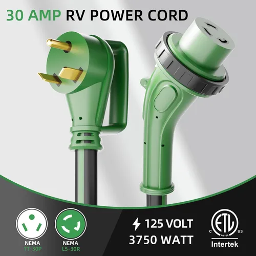 Vista 2 de Cable de alimentación RV de 30 amperios y 15 pies, cable STW resistente de calibre 10 con conector giratorio indicador de alimentación LED, NEMA